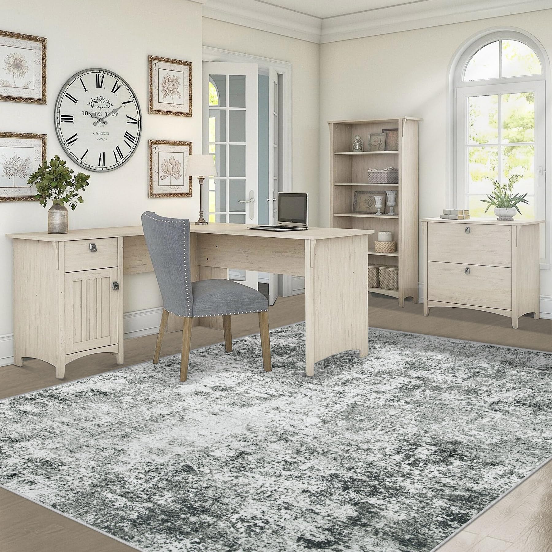 XLUEZ 5x7 Area Rugs for Living Room, Washable Modern Abstract Large Area Rug Neutral Soft Non Slip Kids Rug Stain Resistant Indoor Carpet for Bedroom Nursery Dining Room Playroom(Grey, 5'x7')