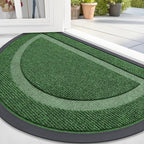 OLANLY Half Circle Door Mat Indoor Outdoor Entrance Welcome, Waterproof All-Season, All-Weather Doormat, Sturdy Natural Rubber, Low Profile, Easy Clean Patio Porch Entryway Mat, 47x23, Green