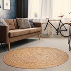 Hausattire Jute Braided Round Rug, Natural, 4 ft