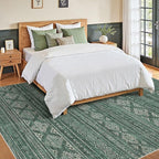 Nakagishi Area Rugs 9x12 Living Room: Washable Boho Large Neutral Modern Soft Farmhouse Green Rug Stain Resistant Indoor Floor Non-Slip Carpet for Women Home Enthusiasts Aged 25-45 - Bedroom Room