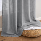 MIULEE Grey Linen Curtains 108 Inches Long for Bedroom Living Room, Soft Thick Linen Textured Window Drapes Gray Semi Sheer Light Filtering Rod Pocket Back Tab Burlap Look Farmhouse Decor, 2 Panels