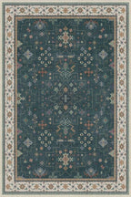 Hazo Haus Vintage Dark Green 6x9 Dining Room Rugs for Under Kitchen Table - Washable Livinig Room Rug - Unique Floral Pastel Low Pile Non-Slip Large Area Rugs for Bedroom
