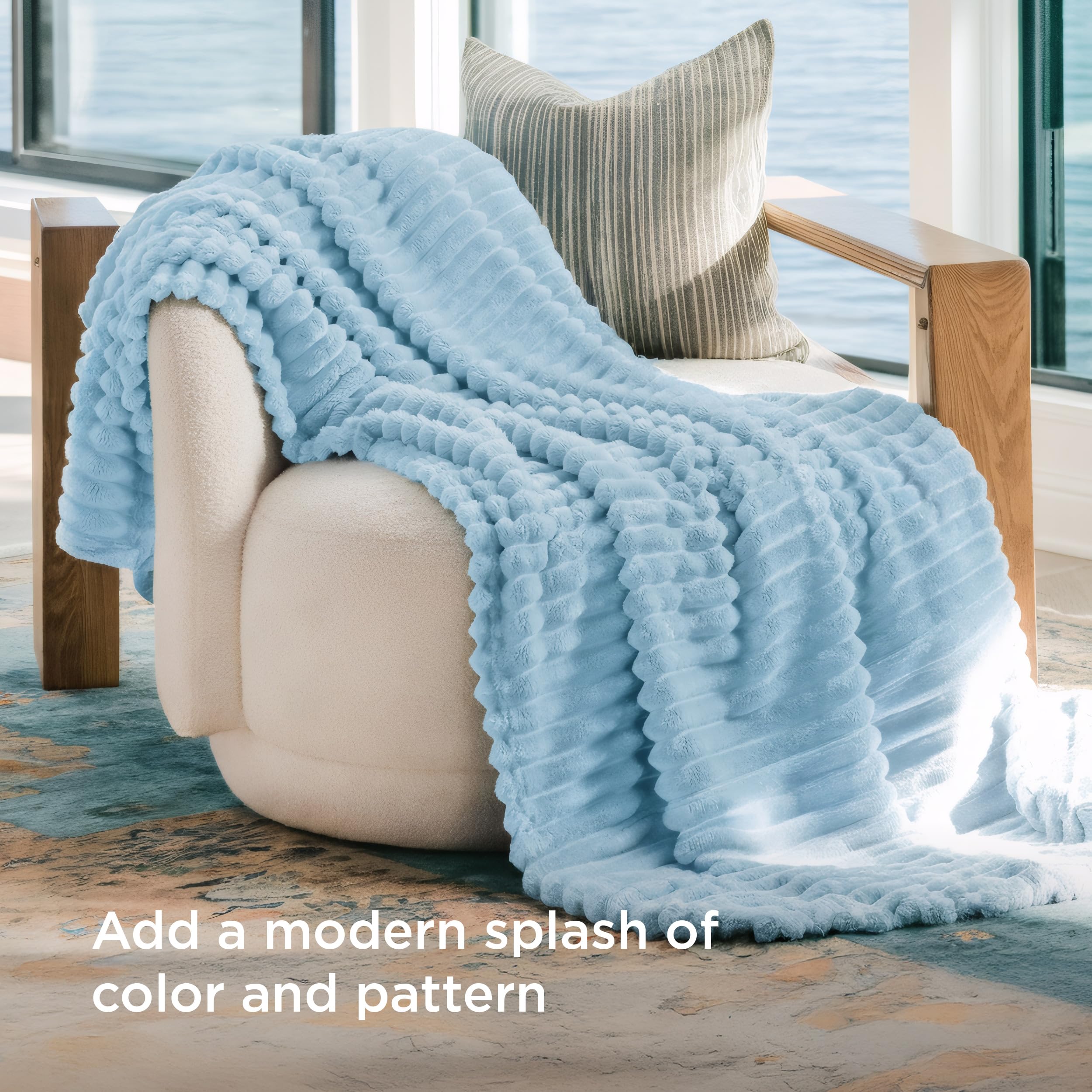Bedsure Soft Twin Blanket for Bed Decor Gifts Light Blue 60"x80"