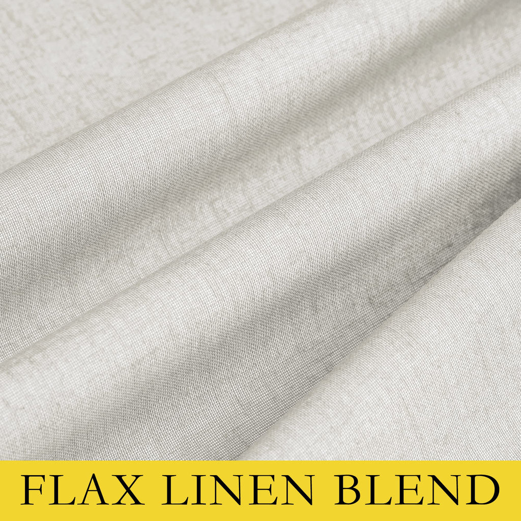 NICETOWN 100% Absolutely Blackout Linen Curtains with Thermal Insulated White Liner, Ivory, 52" W x 48" L, Set of 2, Burlap Textured Textured Linen Look Privacy Window Treatment for Kitchen