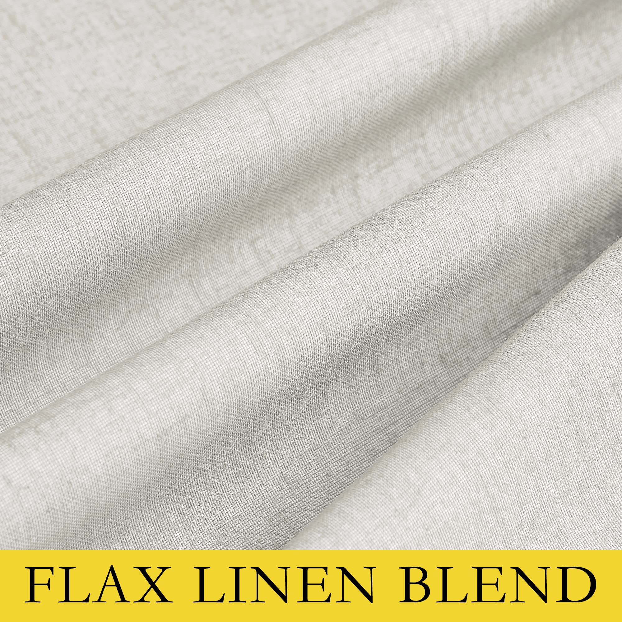 NICETOWN 100% Absolutely Blackout Linen Curtains with Thermal Insulated White Liner, Ivory, 52" W x 48" L, Set of 2, Burlap Textured Textured Linen Look Privacy Window Treatment for Kitchen