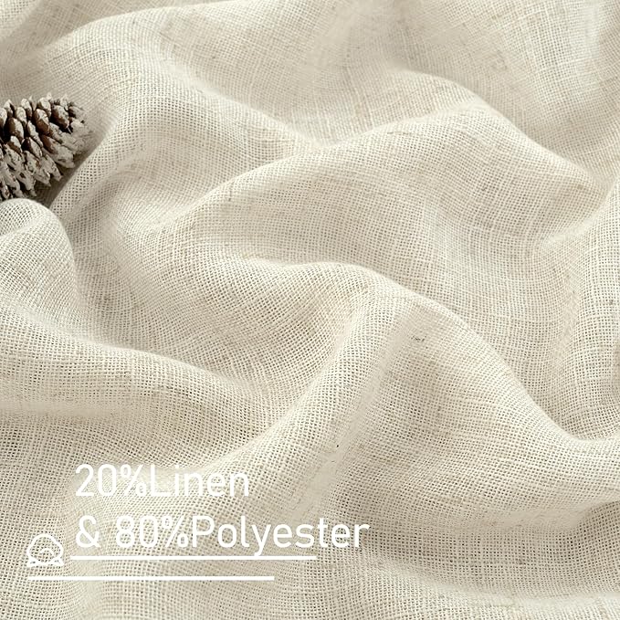 LAMIT Short Window Linen Curtains for Bedroom 2 Panels, 34 x 54 Inch