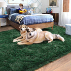 Rugs for Living Room 8x10, Soft Shaggy Modern Shag Area Rug for Bedroom, Upgrade Non-Slip Plush Fluffy Carpet for Kids Boys Girls Room Home Decor Aesthetic, Blackish Green