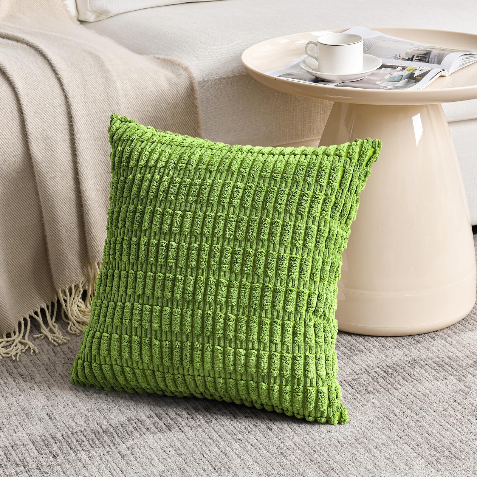 Fancy Homi 4 Packs Decorative Throw Pillow Covers for Living Room Couch Bed, Modern Farmhouse Boho Home Décor Accent Cushion Case, 20" x 20", Lime Green