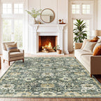 AMADA HOMEFURNISHING 5x7 Area Rugs, Washable Living Room Rug Low-Profile with Non-Slip Backing & Durable Edge Binding, Vintage 5x7 Rugs for Living Room, Bedroom, Dining Room