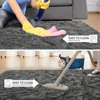 Tepook Soft Fluffy Rugs for Living Room, 5x8 Shaggy Area Rug for Bedroom, Modern Shag Rug Fuzzy Carpets for Kids, Plush Indoor Nursery Home Decor Rug with Non-Slip Bottom, Dark Grey