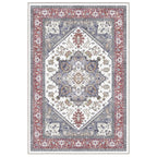 OPPODREAM Soft Area Rugs 2x3, Persian-Inspired Washable Rug, Red & Grey
