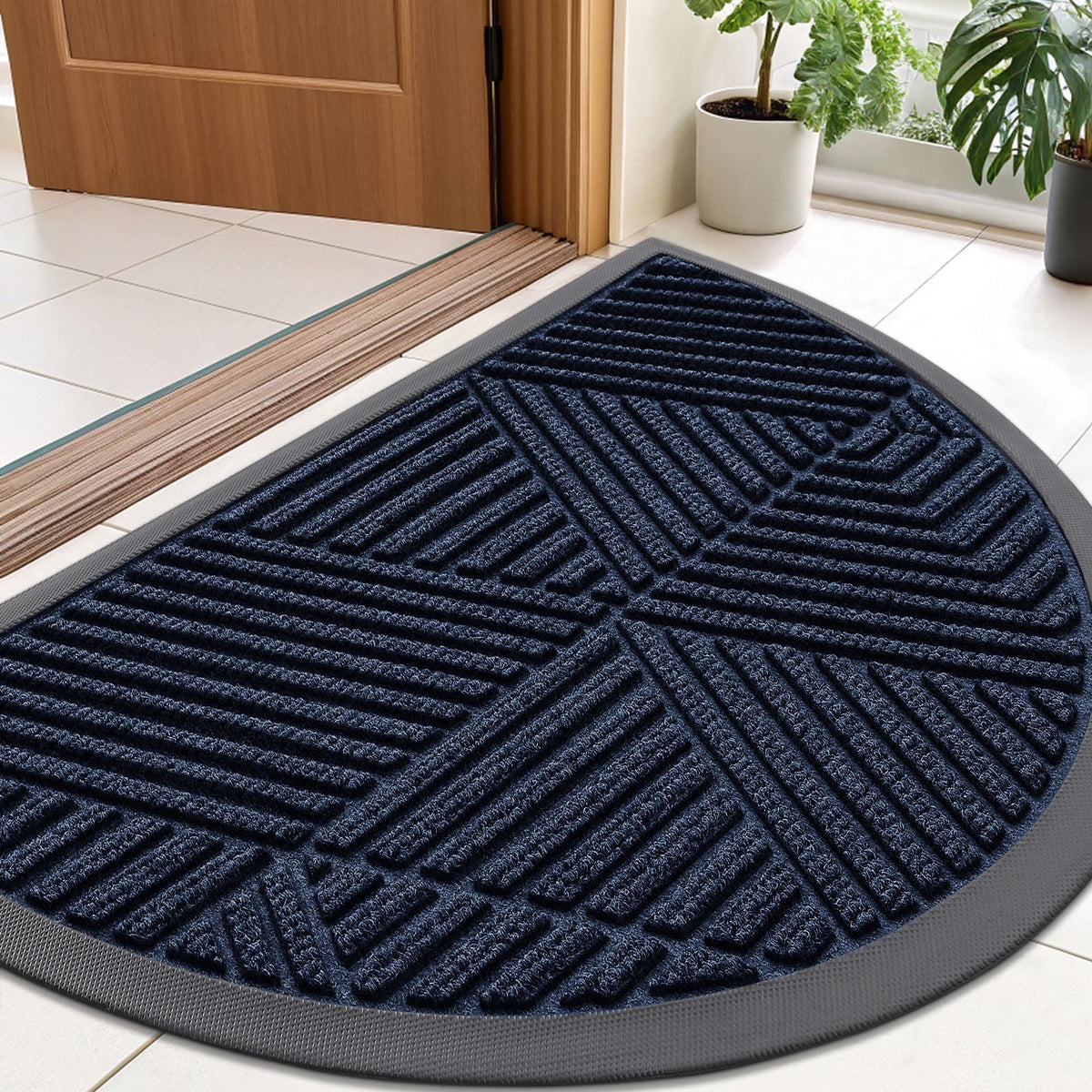 Smiry Front Door Mat Outside Entrance, Low Profile Rubber Doormat, 35x23