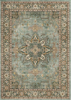 Lofus 8x10 Area Rugs for Living Room, Washable Area Rug, Rugs for Bedroom, Kitchen, Vintage Boho Carpet, Soft Non-Slip, Low Pile Large Area Rug for Office Dining Room, Green