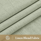 RYB HOME 100% Blackout Sage Green Linen Curtains, Light & Heat Blocking Thermal Privacy Protection Neutral Window Drapes for Living Room Bedroom, 52" W x 90" L, 2 Panels Set