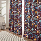 Rust Vintage Floral Curtains 84 Inch Long Luxury Whimsical Euro Flower Lemon Hummingbird Patterned Waverly Mid Century Colorful Blackout Drapes for Living Room Bedroom
