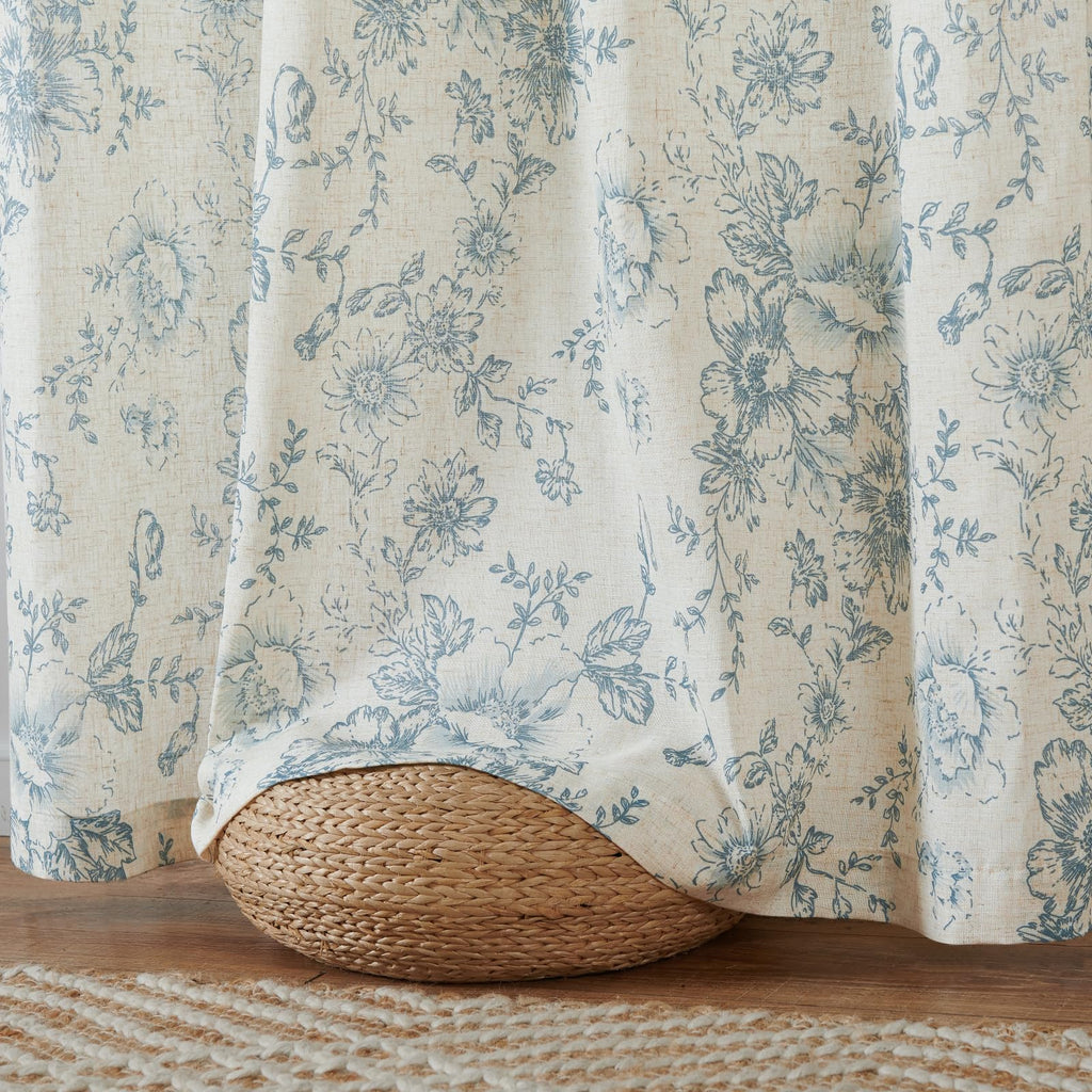 jinchan Vintage Floral Linen Curtains 84 Long for Living Room 2 Panels