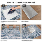 Lansny Modern Abstract Runner Rug 2.6x12, Grey Blue White Washable Long Kitchen Runner Non-Slip Soft Hallway Rug Runner Thin Print Faux Wool Carpet for Entryway Bedroom Laundry Room Indoor Home Decor
