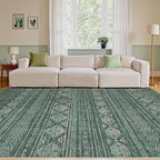Nakagishi 8X10 Area Rugs Living Room: Washable Boho Large Neutral Modern Soft Farmhouse Green Rug Stain Resistant Indoor Floor Non-Slip Carpet for Women Home Enthusiasts Aged 25-45 - Bedroom Room