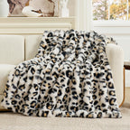 Cozy Bliss Cow Print Faux Fur Throw Blanket for Couch, Fuzzy Soft Plush Thick Bubble Blanket for Sofa Bedroom Living Room, 50x60 Inches