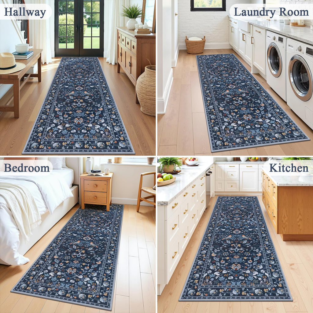 HEBE Hallway Runner Rug 2'x8', Washable Non Slip Kitchen Rug Runner