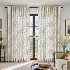 jinchan Linen Floral Curtains 100 Inch Extra Wide for Patio Sliding Glass Door Room Divider Curtain for Living Room 84 Inch Length Farmhouse Peony Green Printed Curtain Set 1 Panel