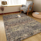 Washable Area Rug 4' x 6' Vintage Traditional Persian Mat - Foldable Distressed Non-Slip Machine Washable Carpet for Living Room Bedroom Kitchen Home Decor - Umber and Slate