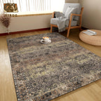 Washable Area Rug 4' x 6' Vintage Traditional Persian Mat - Foldable Distressed Non-Slip Machine Washable Carpet for Living Room Bedroom Kitchen Home Decor - Umber and Slate