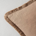 MIULEE Decorative Lumbar Throw Pillow Covers Neutral Linen Fringe Throw Pillows Set of 2 Brown Boho Farmhouse Cushion Covers with Tassels for Couch Sofa Bed Living Room Spring Home Decor 12x20 Inch