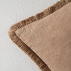 MIULEE Linen Fringe Decorative Fall Euro Throw Pillow Covers Brown 24x24