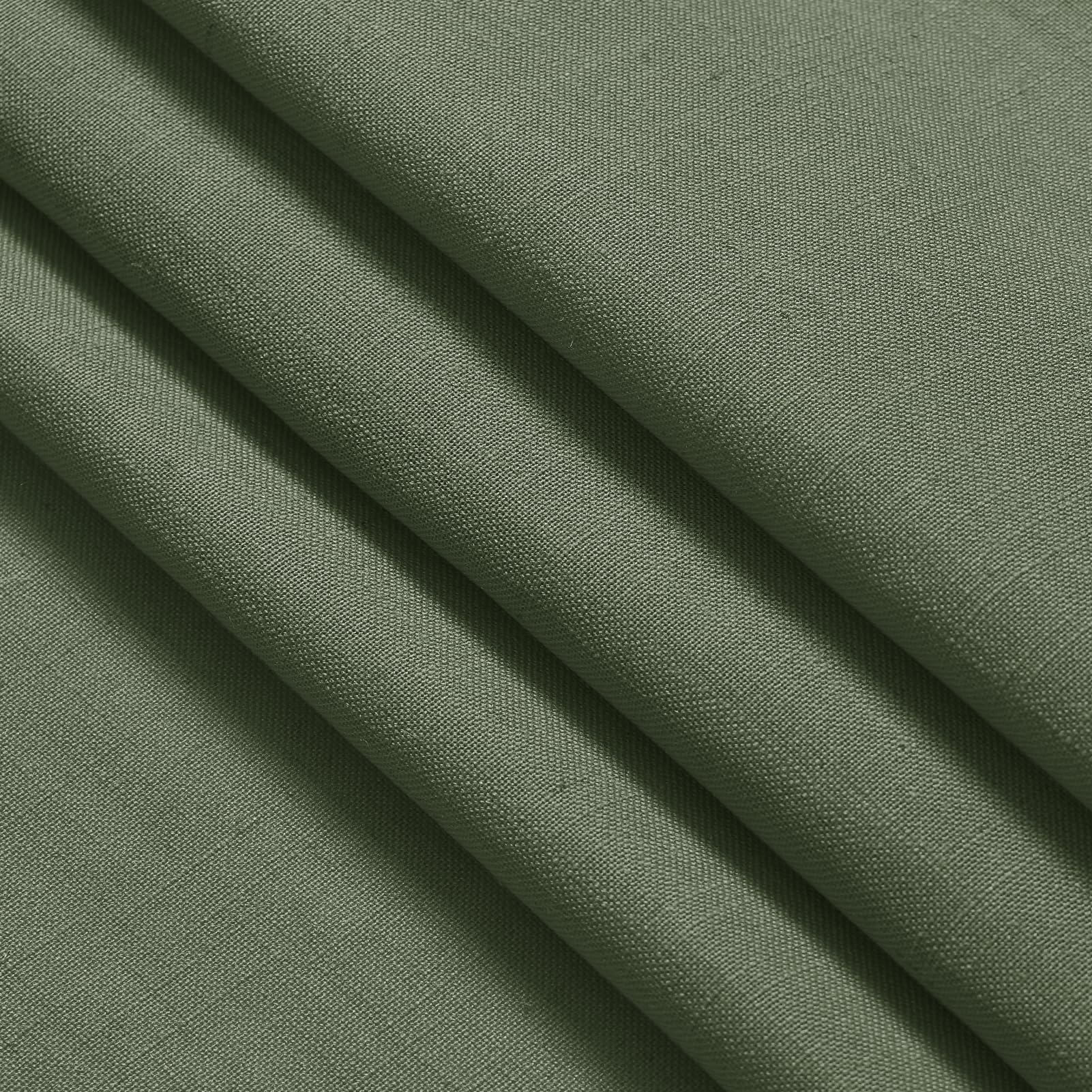 Extended Curtain Olive Green Linen Sheer Curtains for Living Room 2 Panels Set 114 Inch Length Back Tab Light Filtering & Breathability Semi Sheer Curtain Drapes for Bedroom Living Room 52x114