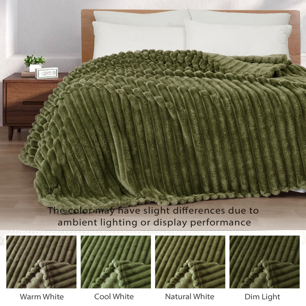 Exclusivo Mezcla Striped King Size Fleece Blanket for Bed, Couch, 90"x104"