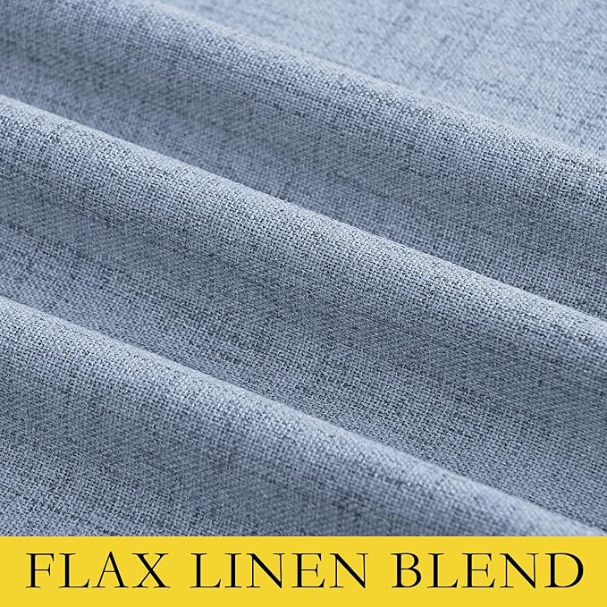 NICETOWN Stone Blue Vintage Linen 100% Blackout Curtains for Classroom, Thermal Insulated Curtains 72" Long, Noise Reducing Window Treatment Drapes for Gym Room, 42" Wide Per Panel, Set of 2