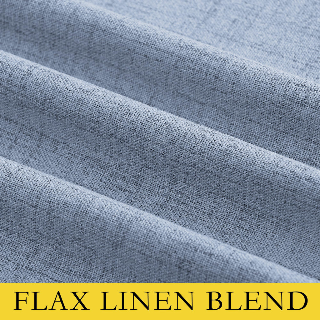 NICETOWN Stone Blue Vintage Linen 100% Blackout Curtains for Living Room, Thermal Insulated Curtains 45" Long, Noise Reducing Window Treatment Drapes for Hall Room, 52" Wide Per Panel, Set of 2