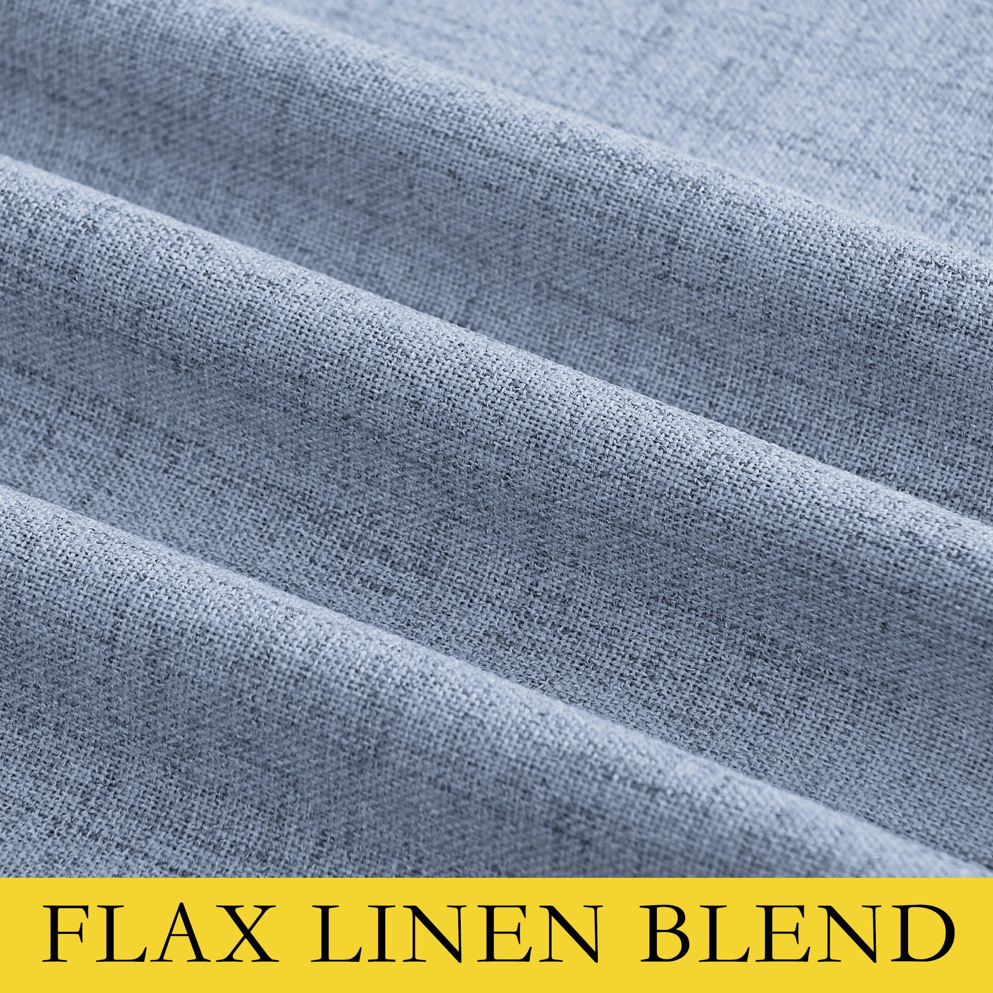 NICETOWN Stone Blue Vintage Linen 100% Blackout Curtains for Living Room, Thermal Insulated Curtains 45" Long, Noise Reducing Window Treatment Drapes for Hall Room, 52" Wide Per Panel, Set of 2
