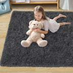 Pionblank Large Rug for Living Room 6x9 Feet, Modern Soft Shag Area Rug, Plush Fuzzy Carpet for Bedroom Girls Boys Room Home Nursery Teens Dorm Decor, Charcoal Grey