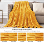 BEDELITE Fleece Throw Blanket for Couch – 3D Ribbed Jacquard Soft and Warm Decorative Fuzzy Blanket – Cozy, Fluffy, Plush Lightweight Mustard Yellow Throw Blankets for Bed, Sofa, 50x70 inches