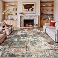 Rugflix 8x10 Area Rugs for Living Room, Washable Rust Brown Green Large Rug