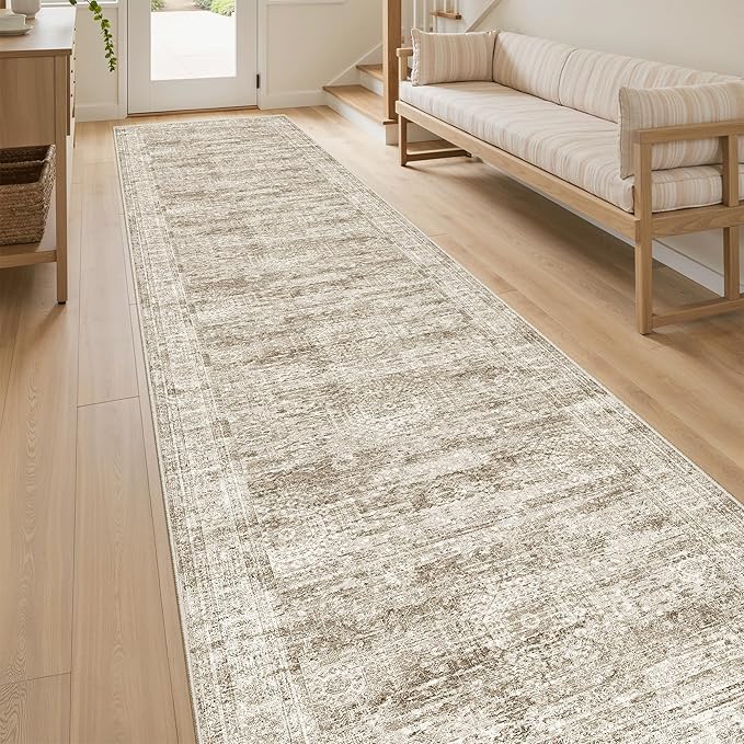 Soalmost Hallway Runner Rug 2'6"x10' Non-Slip Runners for Kitchen Brown