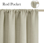 NICETOWN Beige Faux Linen Room Darkening Rod Pocket Curtains 63 inch Length, W42 x L63, Light Blocking Thermal Insulated Noise Reducing Drapes for Bedroom Living Room Farmhouse Decor, 2 Panels