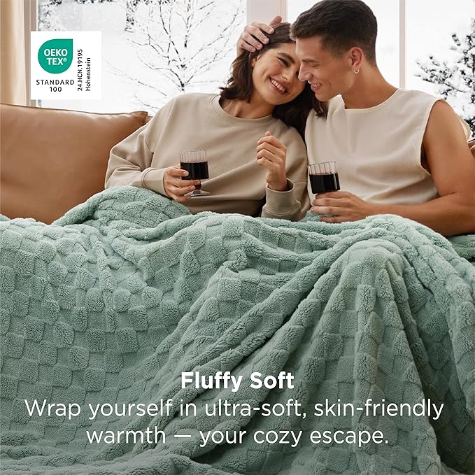 Bedsure GentleSoft Twin Blanket for Bed - Super Soft Cozy Spring Blankets for Kids Girls, Cute Fuzzy Fleece Throws for Bedroom Couch, Sage Green, 60x80 Inches