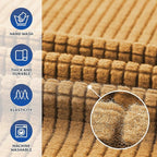 KEKUOU Stretch Oversized Sofa Slipcover 1 Piece Couch Sofa Cover (94"-110") Furniture Protector 4 Seater Sofa with Elastic Bottom for Kids,Pet.Jacquard Checked Pattern Fabric(X Large,Golden)