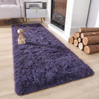 Chicrug Soft Runner Rug for Bedroom Living Room Plush Fluffy Rug 2x6 Feet, Shag Furry Runner Rug Carpet Non Shedding for Nursery Children Kids Girls Room Home Decorative, Grey Purple