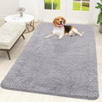 OLANLY Dog Door Mat for Muddy Paws 59x35, Super Absorbent Chenille Mud Mat