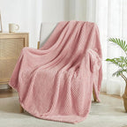 Exclusivo Mezcla Fleece Throw Blanket Extra Large, Super Soft and Warm Blankets for Couch, Sofa and Bed Waffle Textured, Cozy, Fuzzy and Lightweight (Dusty Pink, 50x70 Inches)
