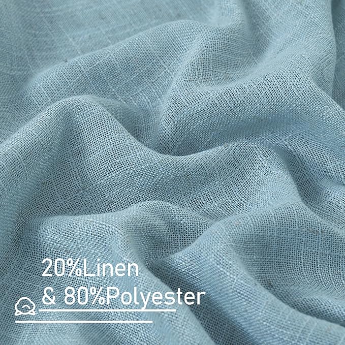 LAMIT 40 Inch Length Linen Curtains for Small Windows Over Silk 2 Panels