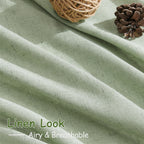 Mist Sage Linen Curtains 63 Inches Long 2 Panel Sets for Living Room Bedroom Rod Pocket Back Tab Light Filtering Drape for Kitchen Window Short Protect Privacy Curtain Modern Farmhouse Decor 52x63
