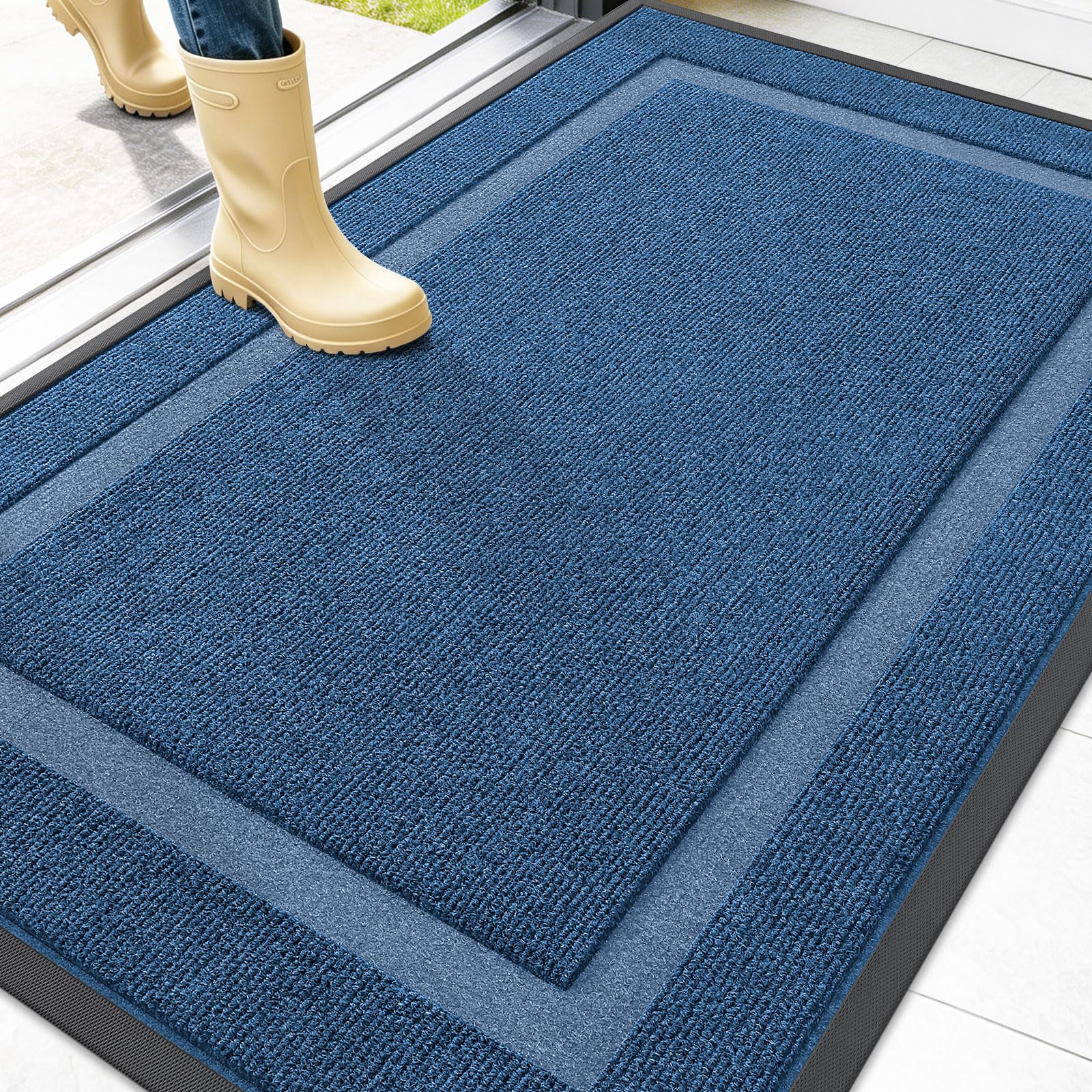 OLANLY Front Door Mat Outside 47x32, All-Season Heavy-Duty Rubber Doormat