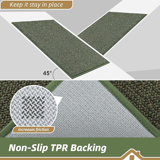 BEQHAUSE Kitchen Runner Rugs 32"x72", Kitchen Mats for Floor, Green
