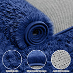 5x8 Fluffy Shag Area Rugs for Living Room Bedroom: Soft Plush Carpet Blue