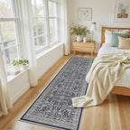 Washable 2x8 Runner Rug - Non Slip Vintage Kitchen Runner Rugs Low-Pile Distressed Long Rugs for Hallway Waterproof Indoor Carpet for Living Room Bedroom Entryway 2x8 Black